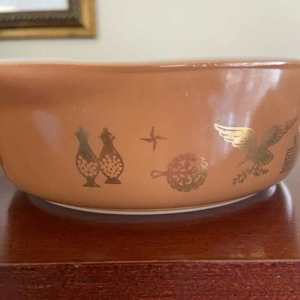 Vintage 60's Pyrex Federal Eagle 471 Brown Oval Baking  Casserole Dish 1 pint - Picture 7 of 11